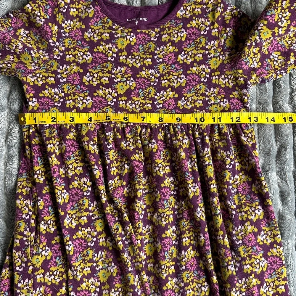 Land’s End cotton yellow and purple floral midi dress
